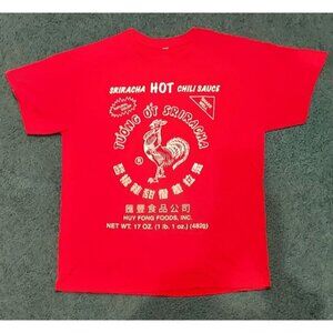 Sriracha Hot Chili Sauce Officially Licensed Red T-Shirt - Adult Size Large